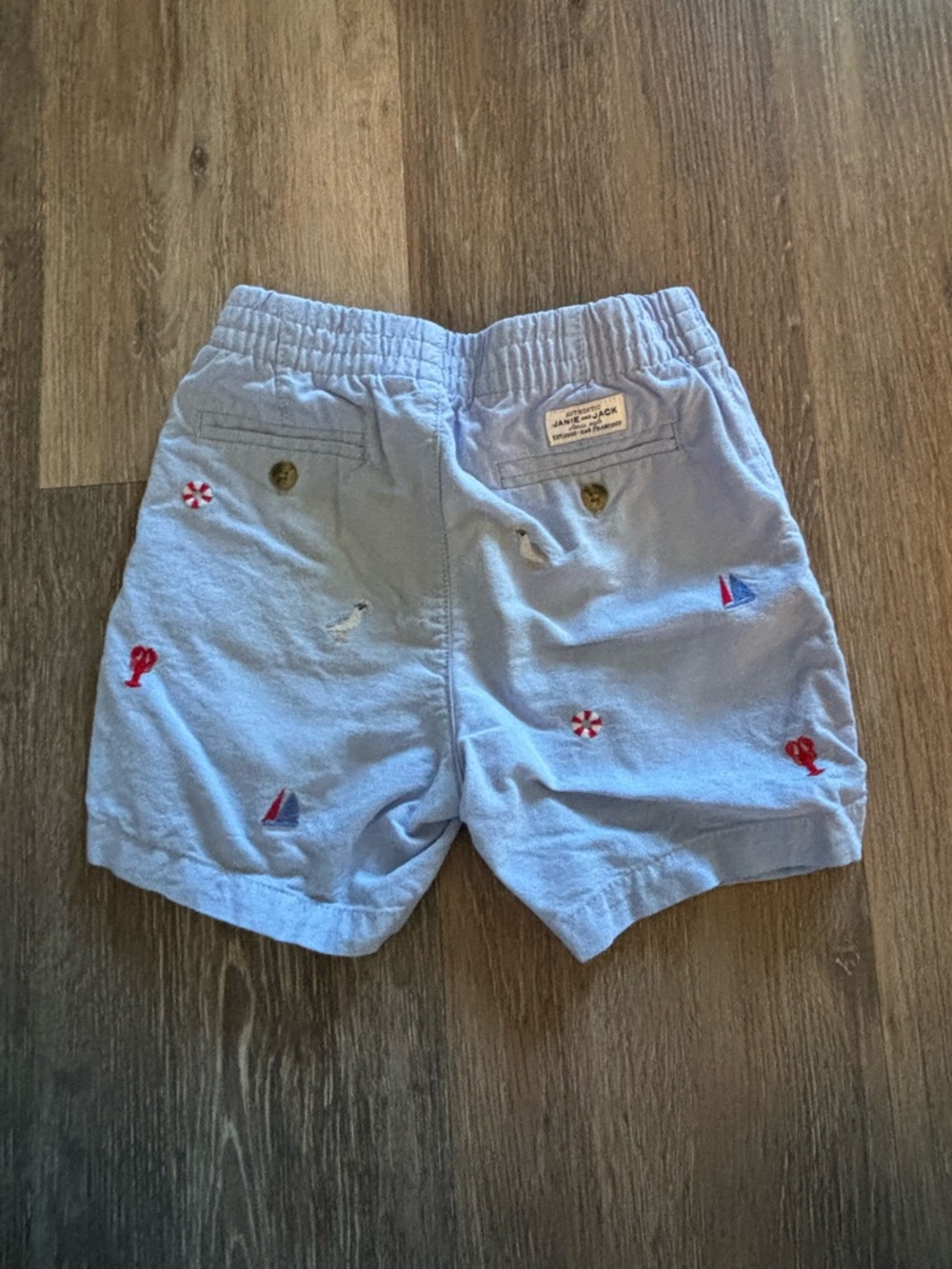 Janie and Jack Light Blue Nautical Embroidered Shorts - Picture 3 of 3